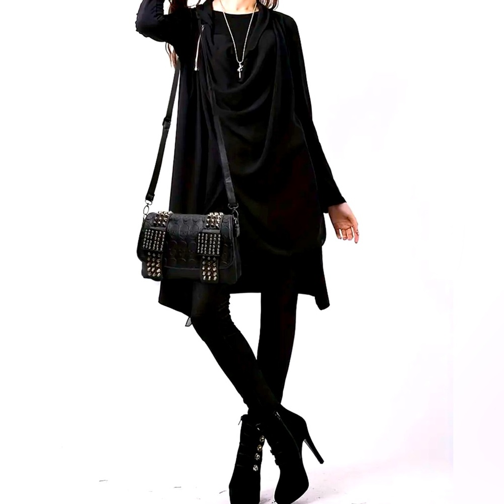 New - Trendy - Faux Leather Crossbody Bag with Rivet Studs Skull Embossed Design